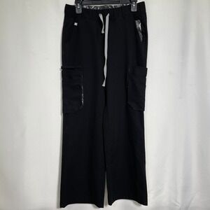FIGS Technical Collection Black Wide Leg Cargo Scrub Pants Women's SMALL